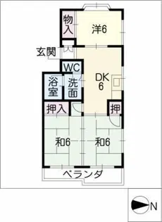 シティマンション千年【3階】の間取り