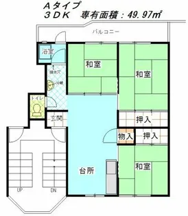 公社賃貸SMALIO 茨木郡山B【1-101号室】の間取り
