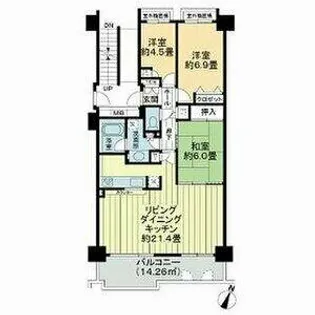 桃花台パークヒルズ五番館【4階】の間取り