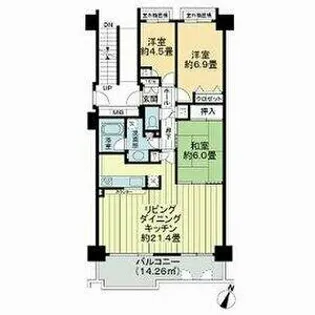 桃花台パークヒルズ五番館【4階】の間取り