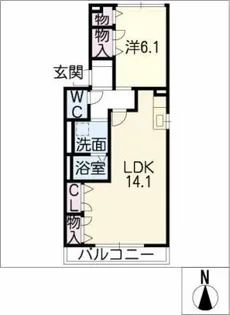 カトルヴィ桜山【1階】の間取り