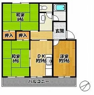 北摂コーポ【602号室】の間取り