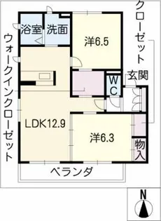 プランドール高畑【1階】の間取り