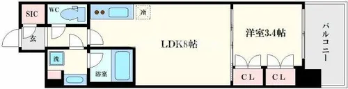 コンフォリア・リヴ北久宝寺Q【6階】の間取り