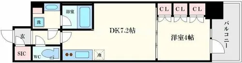 コンフォリア・リヴ北久宝寺Q【8階】の間取り