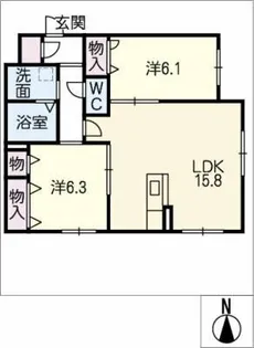 LE CIEL CLAIR白壁【1階】の間取り