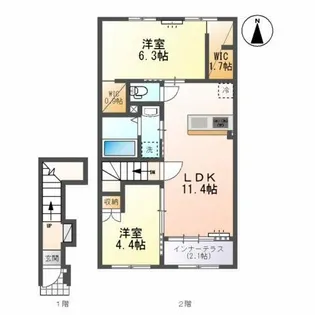 三ツ井新築アパート【2階】の間取り