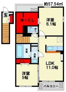 ピース A棟【201号室】の間取り