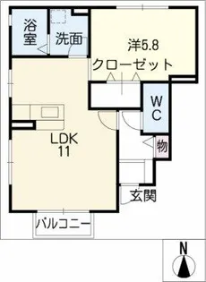 パルティール若竹【1階】の間取り