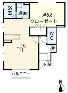パルティール若竹【1階】の間取り