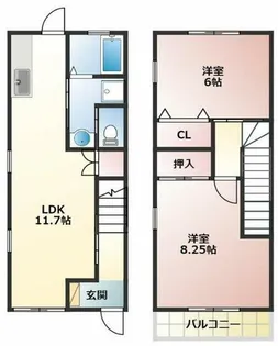 愛知県豊川市八幡町上宿【テラスハウス】の間取り