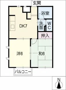 ウィンドワードMIWA B棟【2階】の間取り