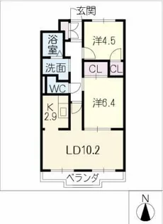エスポワール若鶴【2階】の間取り