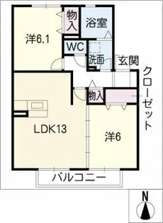 エスポワール 共西【1階】の間取り