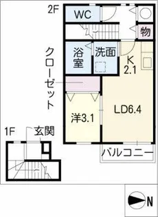 ステラコート市ヶ洞 C【2階】の間取り
