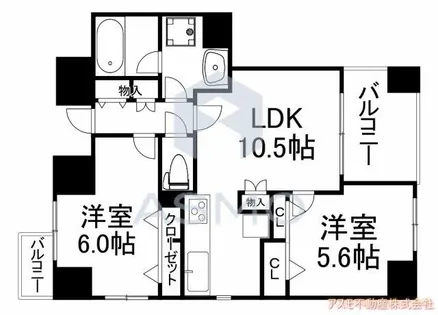 セレッソコート上本町【408号室】の間取り