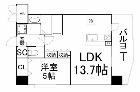 スプランディッド中之島WEST【9階】の間取り