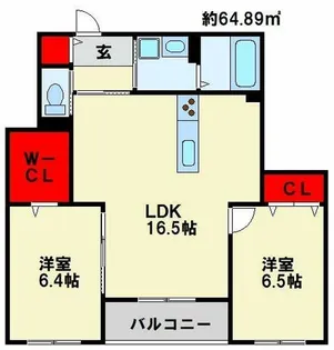 メゾンルポア大里【2階】の間取り