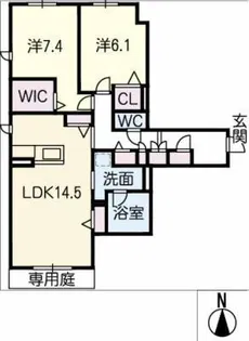 アートグレイス元城【1階】の間取り