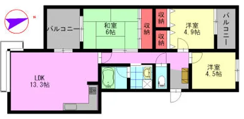 リヴィエール本城【408号室】の間取り