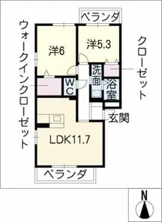 デュオ砂口【2階】の間取り