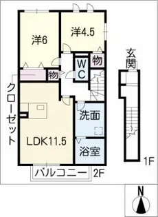 ベルボヌール田酉【2階】の間取り