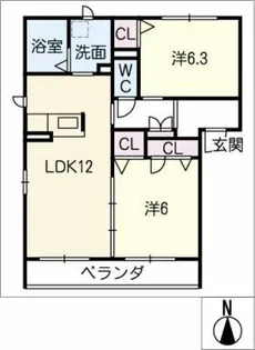 エクラージュ北丹【2階】の間取り