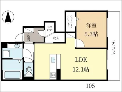 Campbell River Ⅲ番館【1階】の間取り