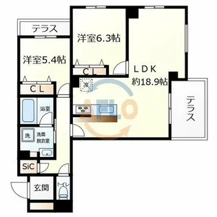 アリビオ田辺【1階】の間取り