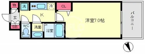 プレサンスOSAKADOMECITYクロスティ【7階】の間取り
