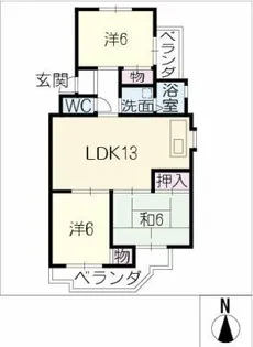ハイツ高御堂J棟【3階】の間取り