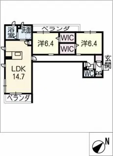 ラ・キャシェット北村【2階】の間取り