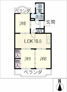 ロイヤルハイツ三本木【4階】の間取り