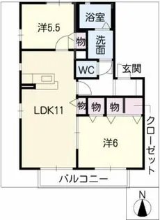 サニーコートB棟【2階】の間取り