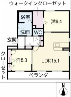 アンソレイエ【1階】の間取り