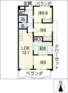 FLORA萩山【5階】の間取り