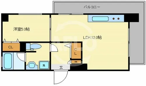 フェルザ今宮戎【7階】の間取り