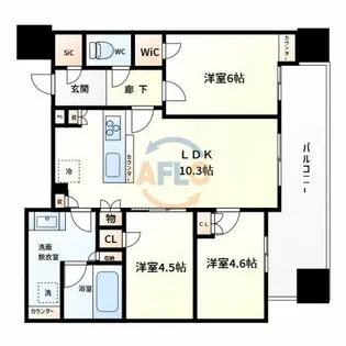 シエリアタワー中之島【37階】の間取り