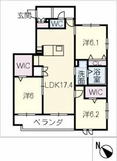 GLYCINE HOSHIGAOKA【3階】の間取り
