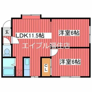 テゥーリ【202号室】の間取り