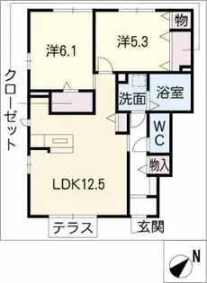 ハートホーム一本木【1階】の間取り