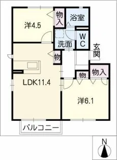 フォーレス雁宿【1階】の間取り