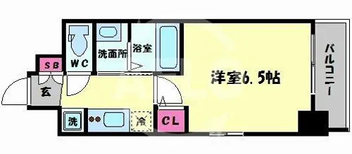 クリスタルグランツ難波WEST【6階】の間取り