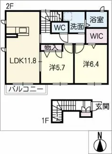 ジュアン新栄【2階】の間取り
