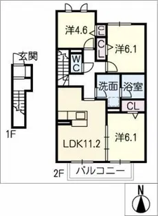 ヒルズ明が丘 Ⅱ【2階】の間取り