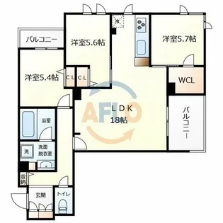 アリビオ田辺【2階】の間取り