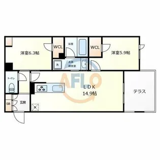 アリビオ田辺【1階】の間取り