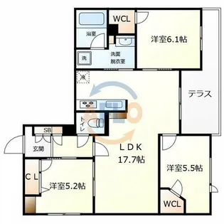 アリビオ田辺【1階】の間取り