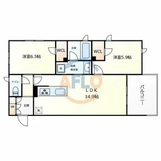 アリビオ田辺【2階】の間取り