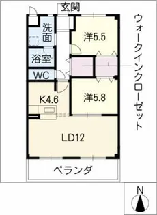 コーポラス北野【1階】の間取り